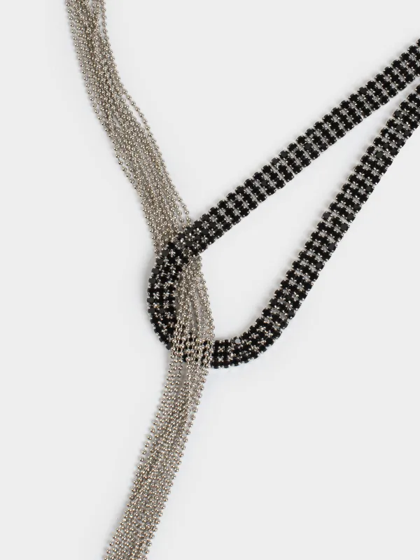 Алқа, 65 см, металл/страздар, қара, Кристалдар, Jewelry black, image-1