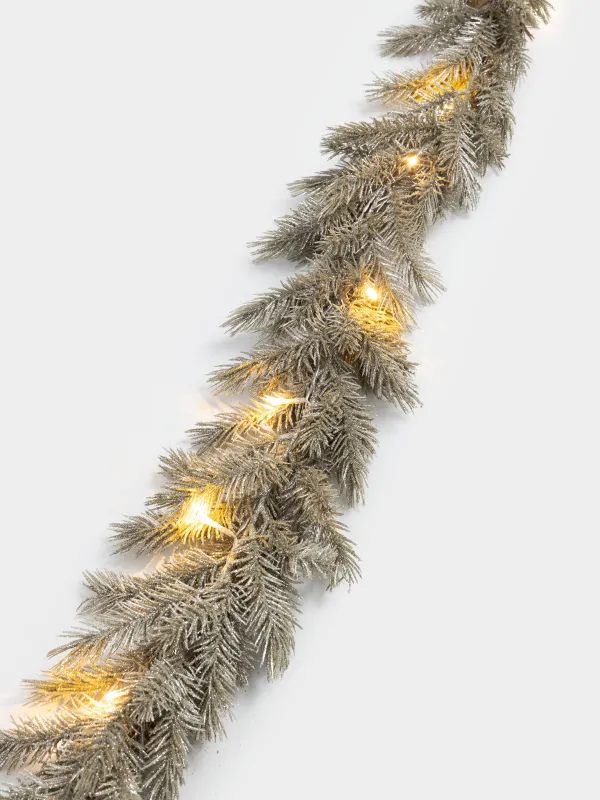 Бұтақ гирляндия, 1,5 м, жарықтандырылған, пластик, шампань, жарқыраған шырша бұтағы, Light decor, image-3