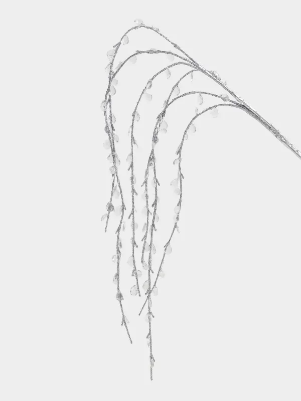 Ветка декоративная, 1 м, акрил/пластик/металл, серебристая, Кристаллы, Crystal decor, image-1