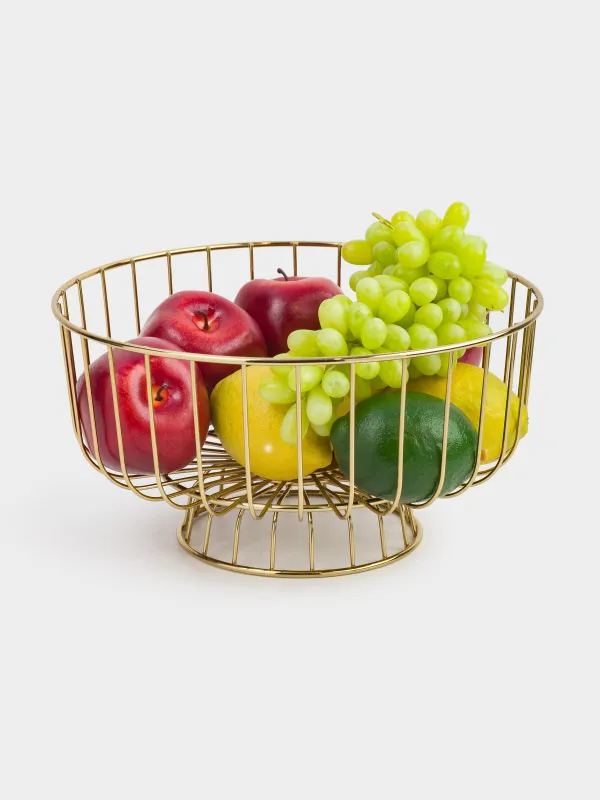 Жеміс себеті, 28х20 см, аяқты, металл, алтын, Twist gold, image-4