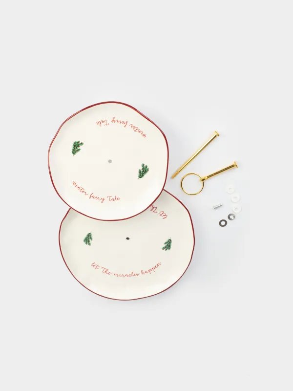 Подставка для пирожных, 23х21/26 см, керамика/металл, Christmas tree, image-5