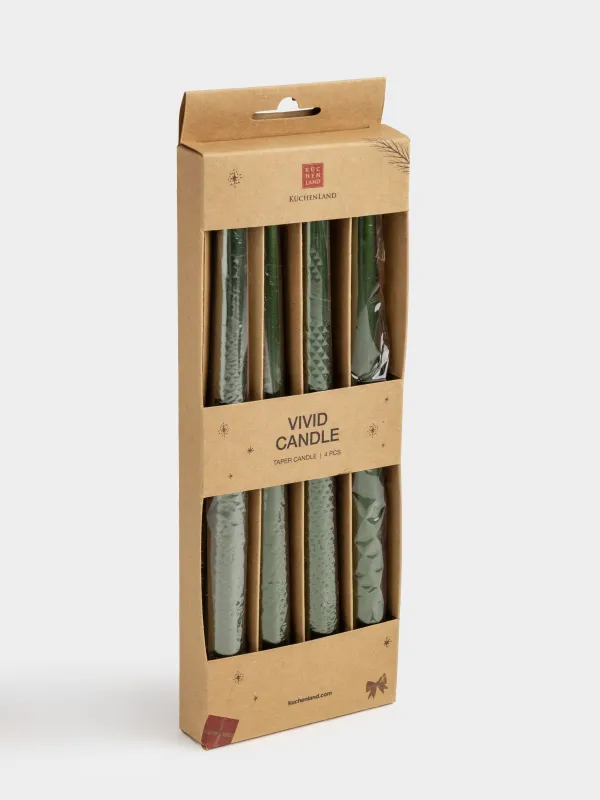 Шам, 25 см, 4 дана, жіңішке, жасыл, Vivid candle, image-3