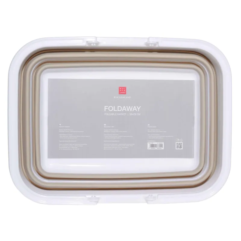 Жиналмалы себет, 39х29х16 см, тұтқалары бар, пластик / резеңке, сұр-бежевый, Foldaway, image-5