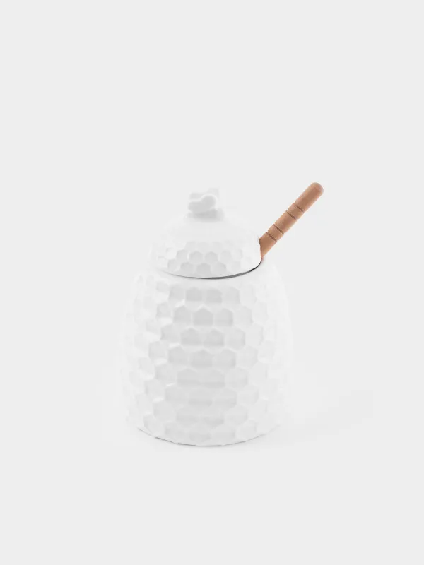 Балға арналған Банка, 400 мл, қасық, Фарфор P / бамбук, Бал, Бал, image-0