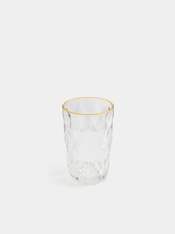 Стақан, 12 см, 340 мл, шыны Р, алтын жиегі бар, Rhomb gold, image-1