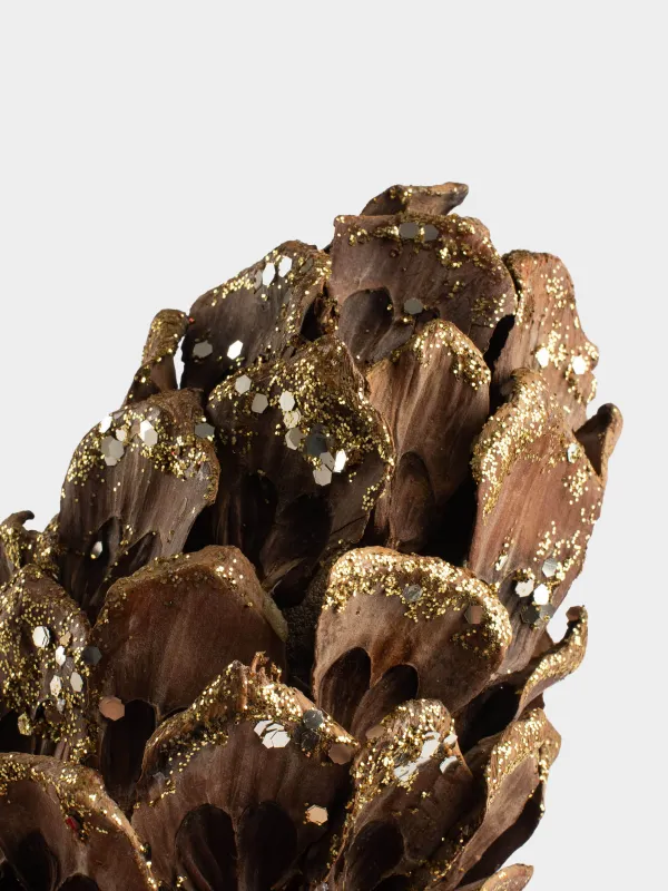 Шырша ойыншығы, 15 см, шырша бүршігі/пластик, алтын қоңыр, Жылтырақтары бар шырша бүршігі, Pine christmas, image-1