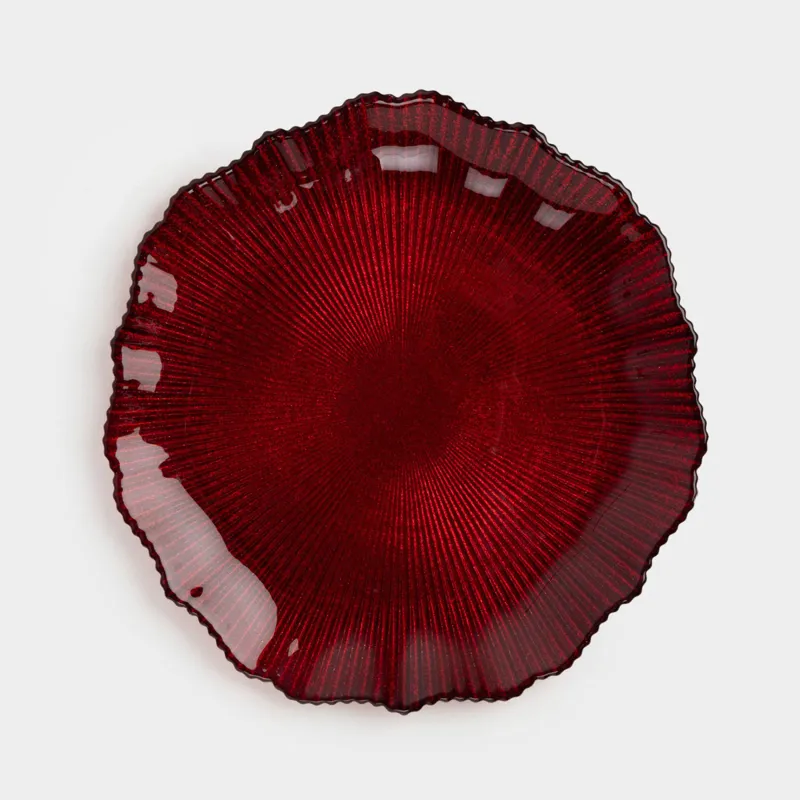 Түскі ас тәрелкесі, 28 см, шыны Р, қызыл, Ribby color