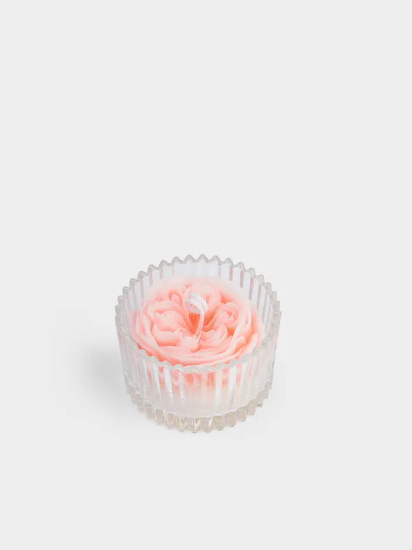 Хош иісті шам, 6х9 см, шам ұстағышта, қақпағы бар, шыны, Blue Bell, Раушан, Rose, image-3