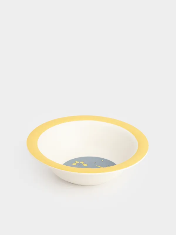 Сорпа тәрелкесі, балалар тәрелкесі, 15 см, бамбук, сары-көк, Динозавр, Dino, image-2