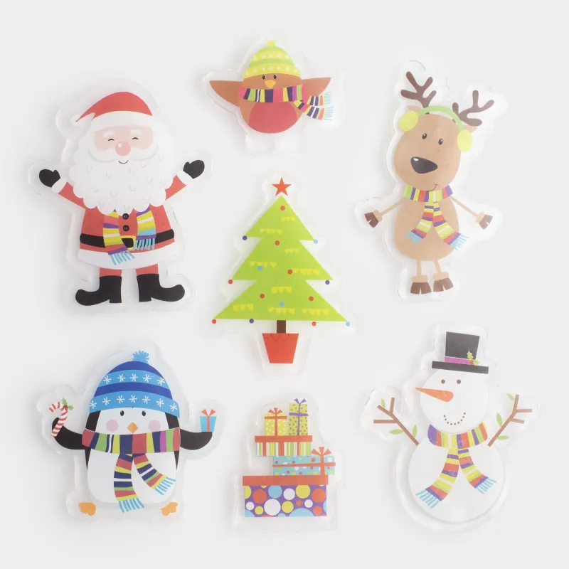 Жапсырмалар жинағы, 19х19 см, қайта пайдалануға болады, термопластик, Аяз ата достарымен, Christmas decal