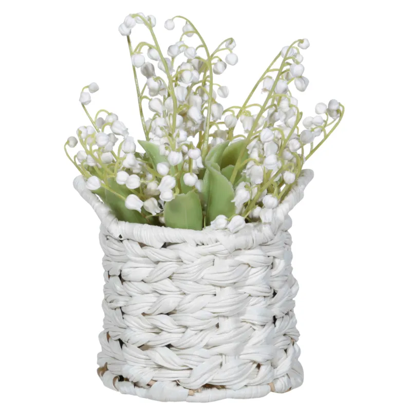 Жасанды өсімдік, 23 см, себетте, пластик/полиуретан, Лалагүл себеті, May-lily, image-1