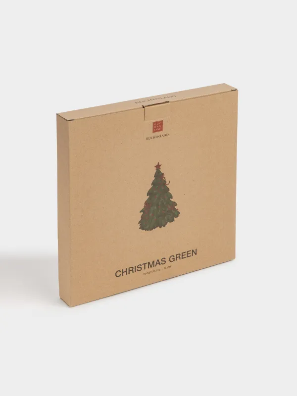 Түскі ас тәрелкесі, 26 см, керамика, Шыршасы бар жылқы, Christmas green, image-5