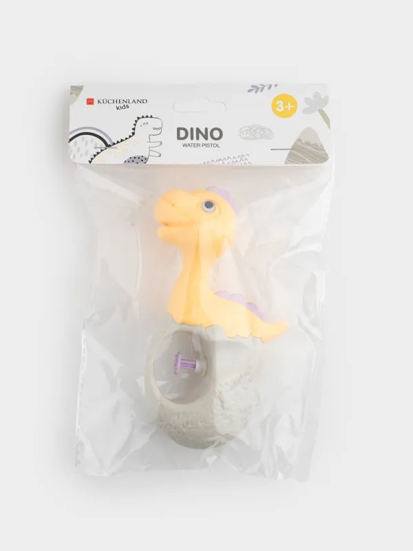 Пистолет водяной, 16 см, пластик, желто-серый, Динозавр, Dino, image-4