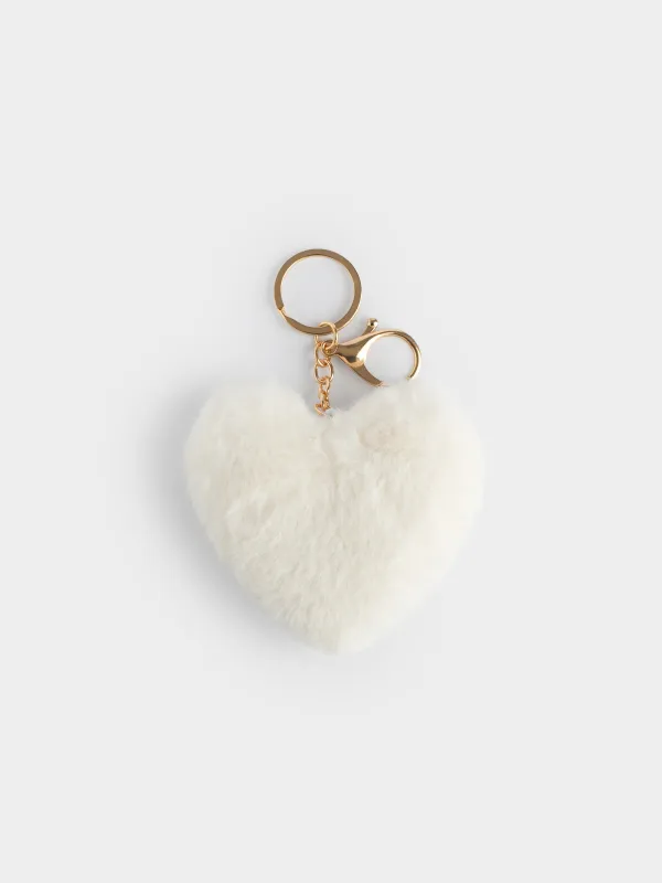 Брелок, 13 см, мягкий, полиэстер/металл, молочный, Сердце, Wooly, image-0