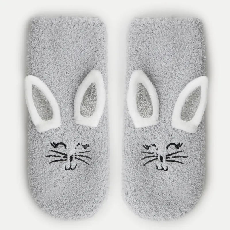 Носки детские, домашние, серые, Заяц, Merry