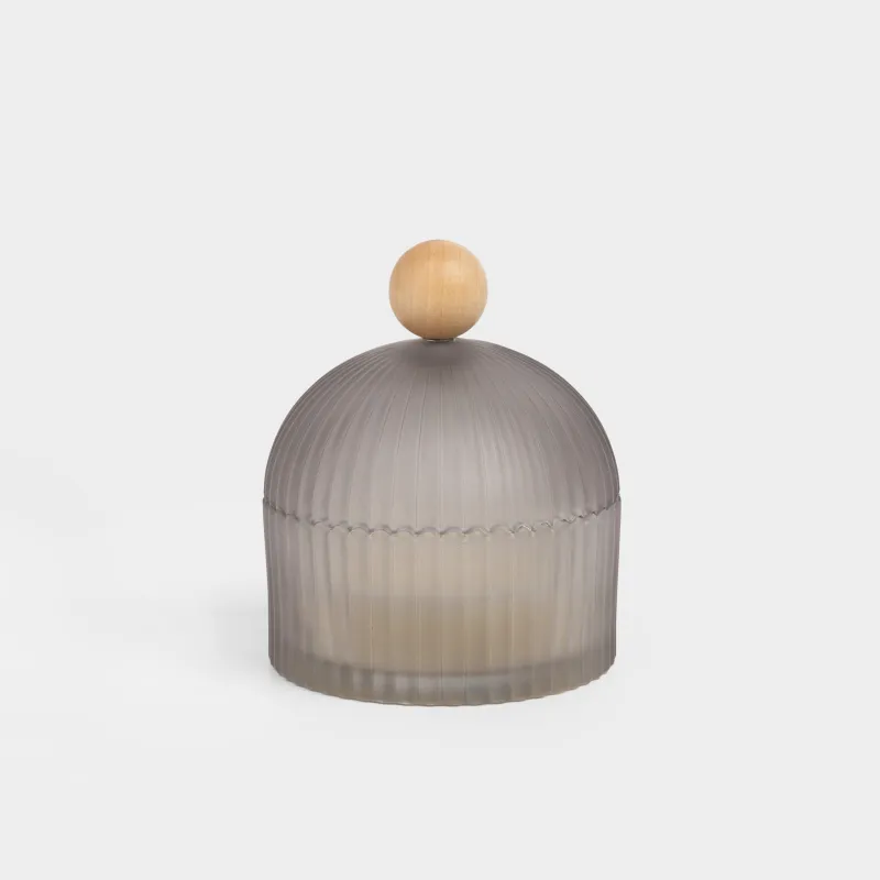 Хош иісті шам, 11х13 см, шам ұстағышта, қақпағы бар, шыны, сұр, Leather Incense, Incense