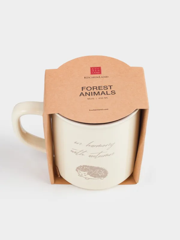 Саптыаяқ, 430 мл, фарфор N, сүтті-сарғылт-қоңыр, Кірпі, Forest animals, image-4