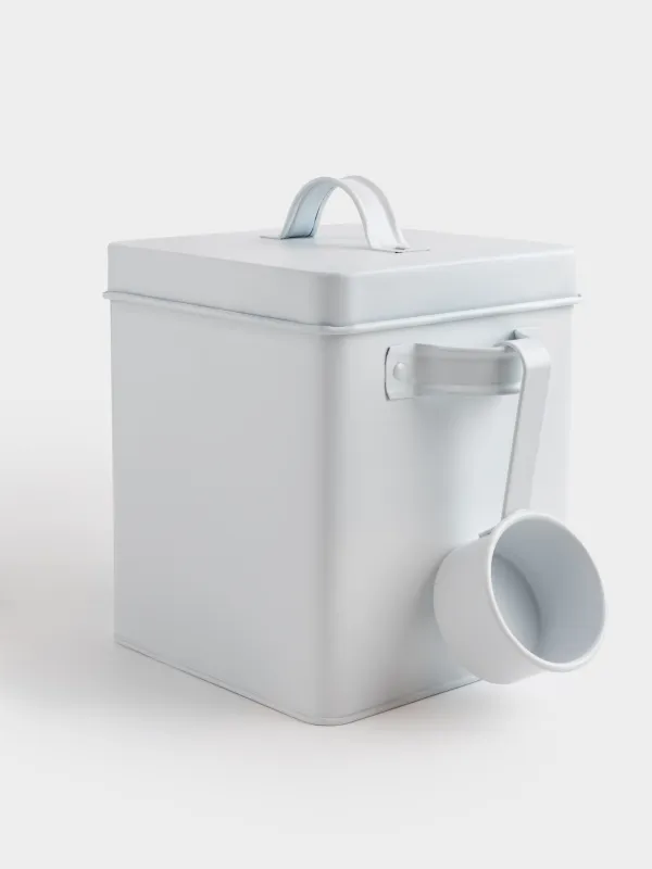 Құрғақ азыққа арналған контейнер, 2,7 л, қасығы бар, металл, сарғыш, Мысық пен Ит, Animals keep, image-1