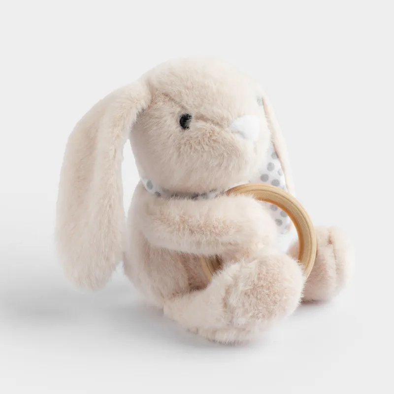 Игрушка-погремушка, 23 см, мягкая, Зайка с кольцом, Rabbit, image-3