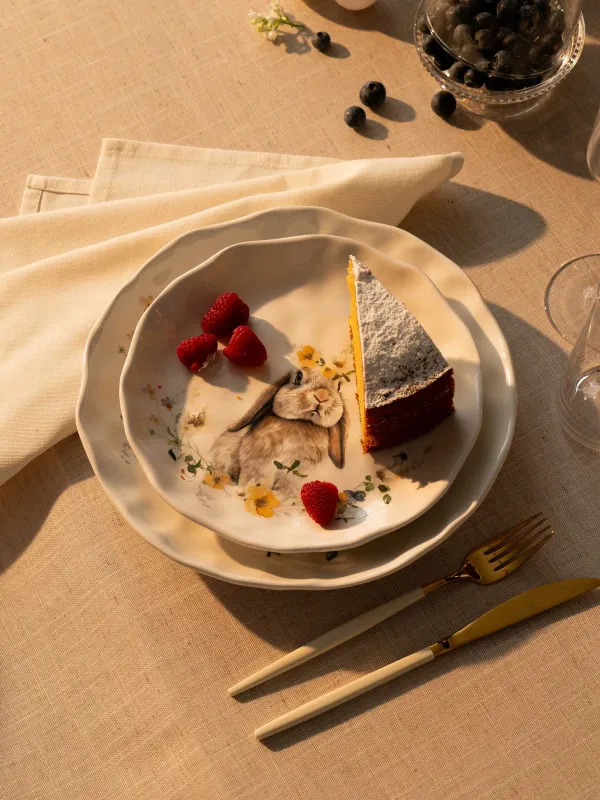 Тарелка закусочная, 23 см, Кролик с цветами, Natural Easter, image-6