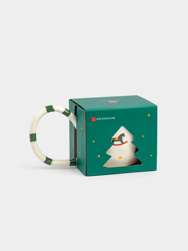 Кружка, 350 мл, фарфор N, бело-зеленая, Новогодний микс, Christmas, image-5