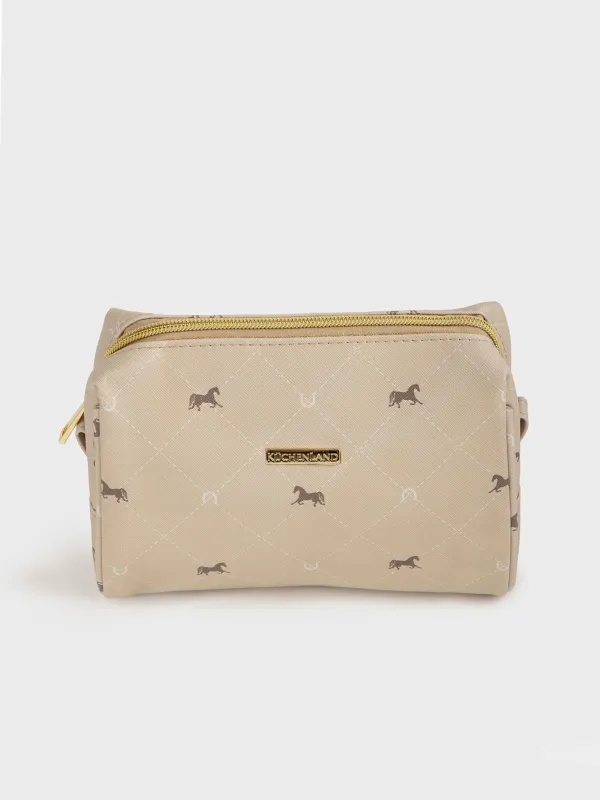 Косметичка, 19х14 см, полиуретан, бежевая, Лошади, Beauty horse, image-1