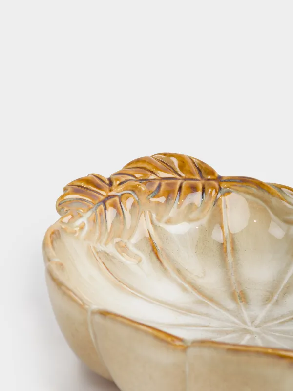 Терең ыдыс, 23х6 см, керамика, сүтті-қоңыр, Жапырақтары бар асқабақ, Pumpkin velir, image-4