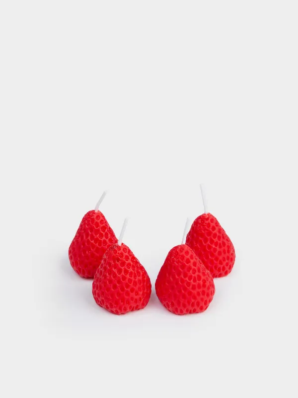 Хош иісті шам, 3х2 см, 4 дана, қызыл, Strawberry juice, Құлпынай, Fruit shape, image-1