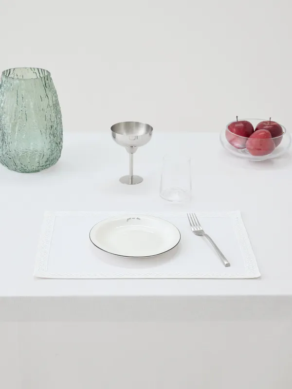 Аспаптарға арналған майлық, 30х45 см, PU жабыны бар, полиэстер/вискоза/зығыр, ақ, шілтер, Comely lace, image-1