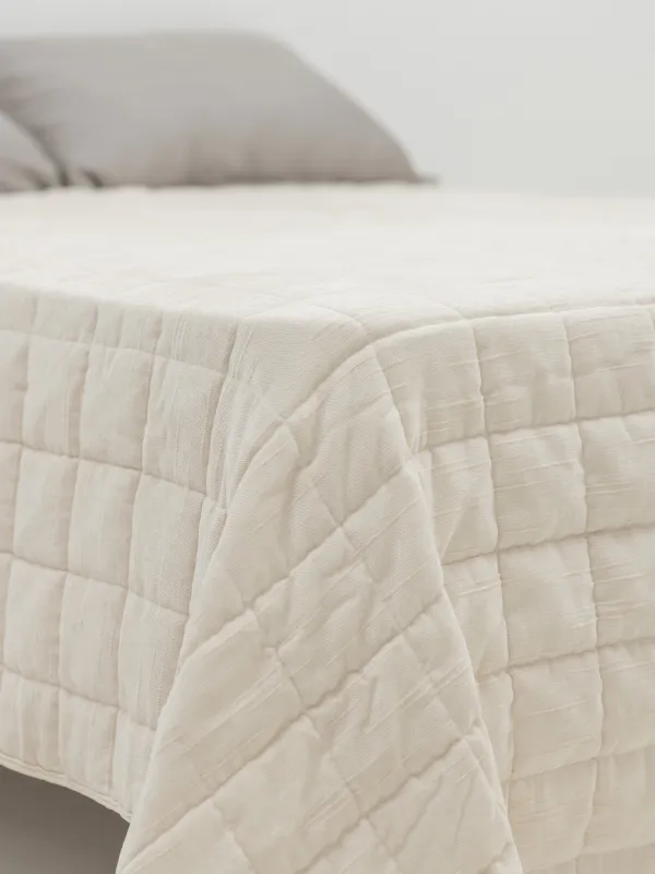 Төсек жапқыш, 220х240 см, сырылған, шенилл/микрофибра, сарғылт-қоңыр, шаршылар, Stitch chenill, image-4