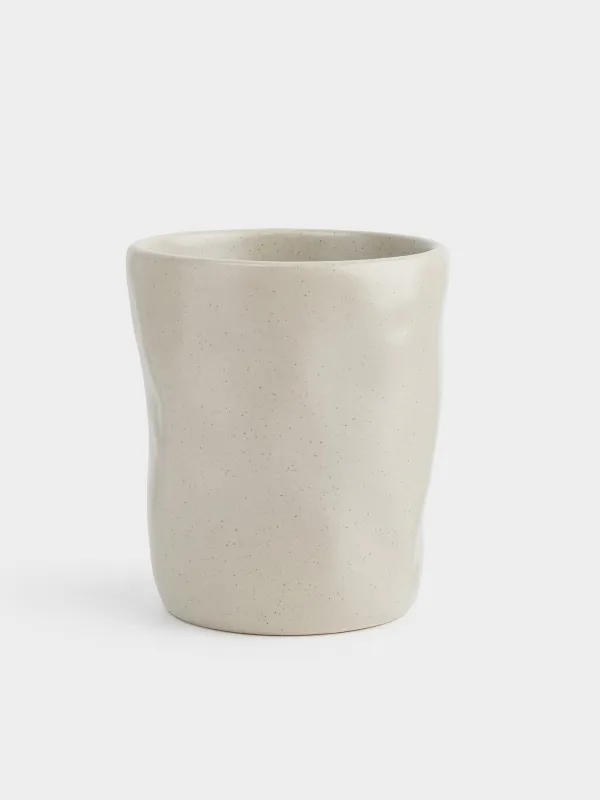 Стақан, 10 см, 300 мл, керамика, сарғылт-қоңыр, Мыжылған әсер, Crumple creme, image-0