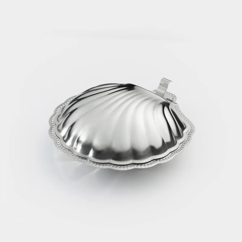 Икорница, 13 см, с крышкой, сталь, Ракушка, Shallow