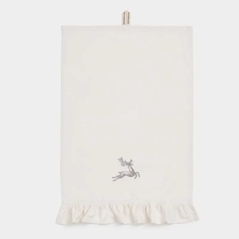 Полотенце кухонное, 40х60 см, со сборкой, хлопок, молочное, Олень, Woodland story