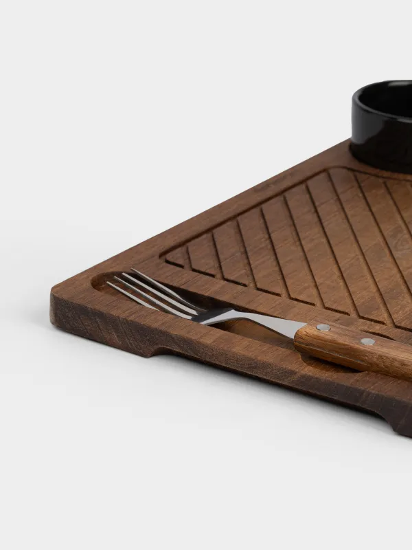 Набор для подачи стейка, 1 перс, 4 пр, дерево/сталь/керамика, Noble tree, image-2