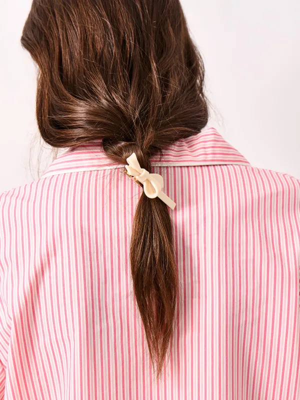 Шаш қыстырғыш, 7 см, 2 дана, акрил/металл, сүт түстес, Бант, Hairstyle, image-4