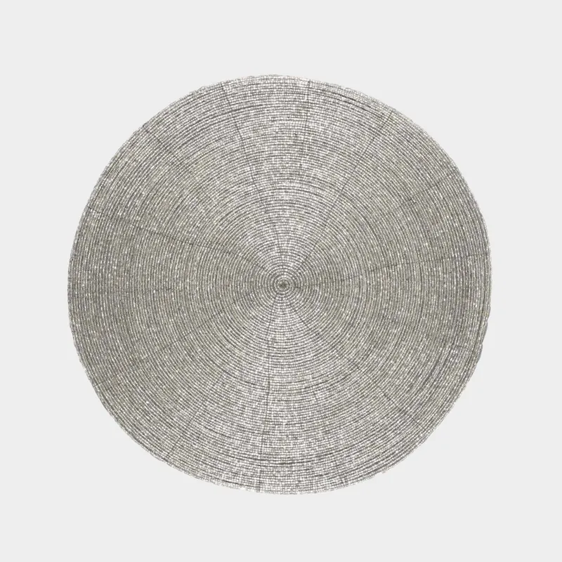 Аспаптардың астына қойылатын майлық, 36 см, майда моншақ, дөңгелек, ашық күміс түстес, Shiny beads