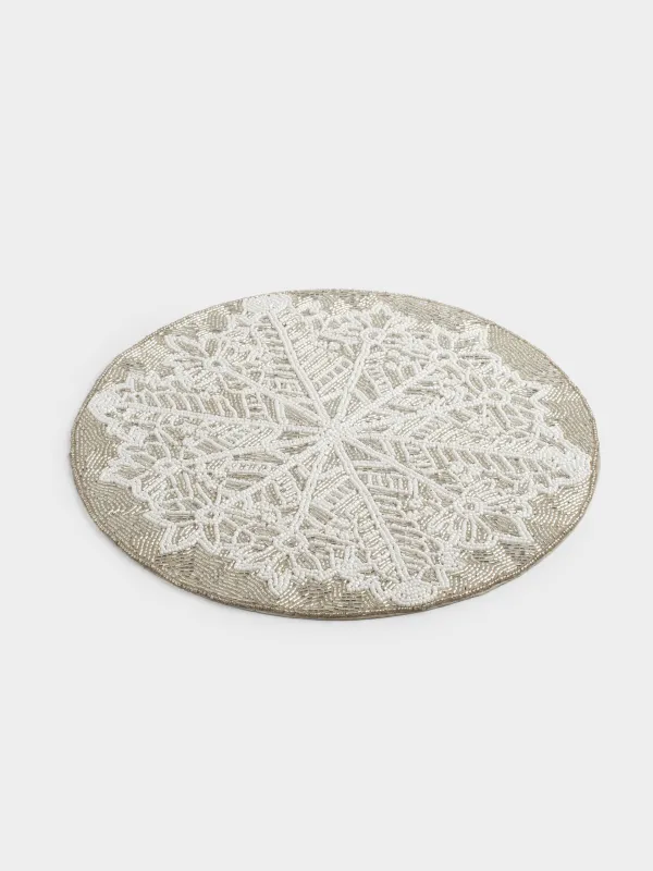 Аспаптарға арналған майлық, 36 см, моншақтар, дөңгелек, күміс, Қар ұшқыны, Art beads, image-1