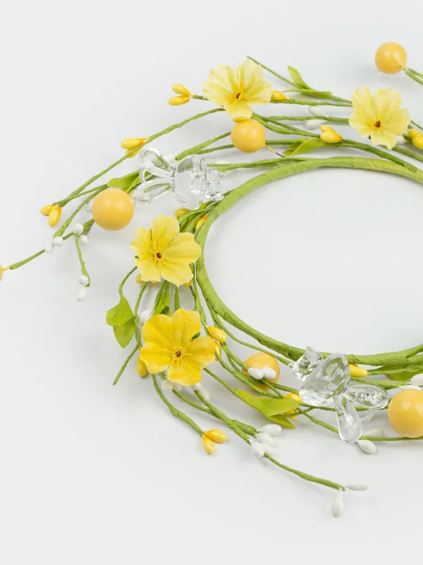 Венок для свечи, 10/20 см, пенопласт/пластик, Кролики и цветочки, Flora Easter decor, image-3