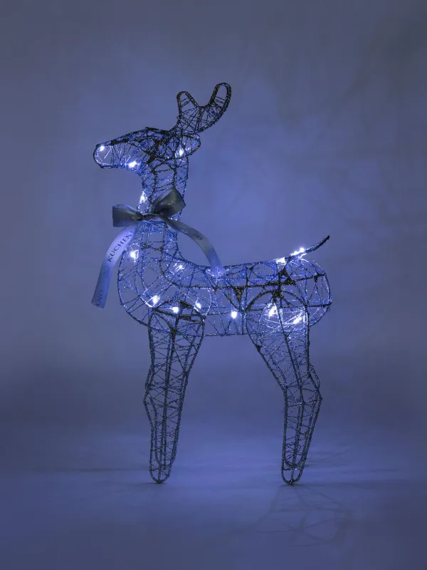 Мүсінше, жарықтандырылған, 40 см, металл, күміс, Бұғы, Deer sparks, image-6