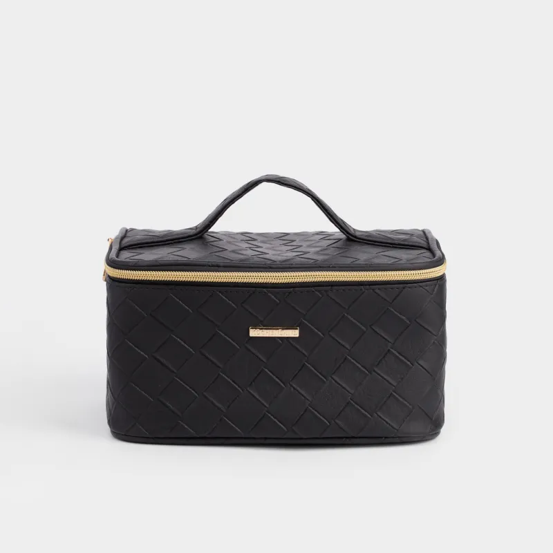 Косметикалық сөмке, 23х13 см, тұтқасы бар, полиуретан, қара, Sennit