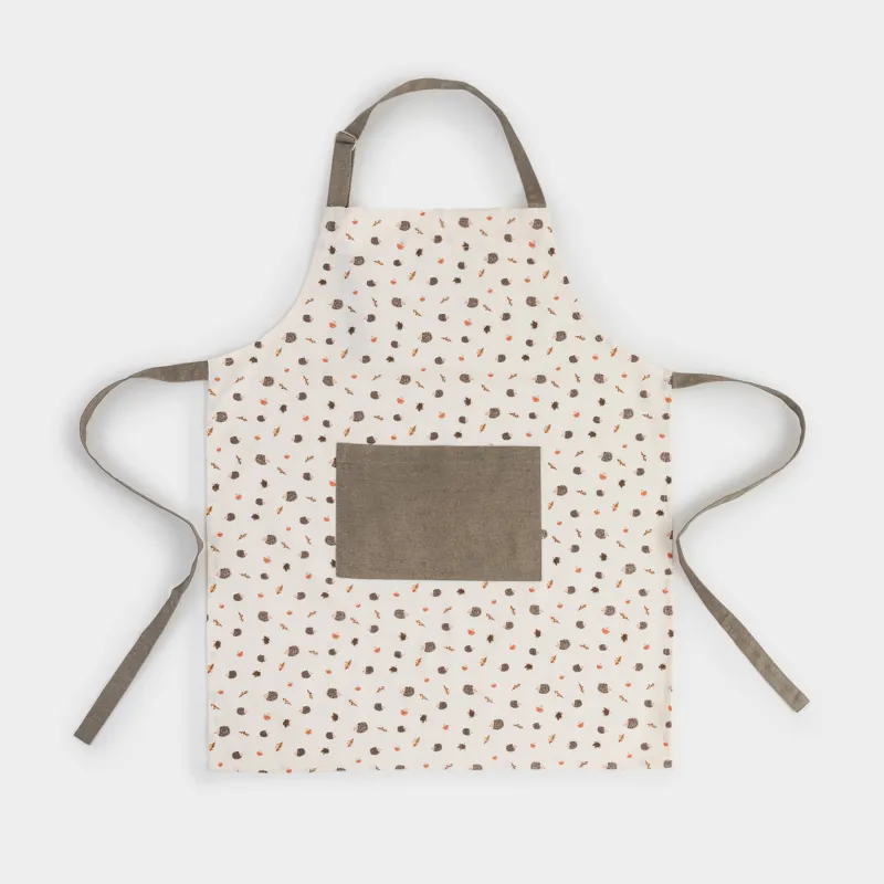 Алжапқыш, 70х85 см, мақта, сарғылт-қоңыр, Кірпі, жапырақтар мен саңырауқұлақтар, Autumn hedgehog