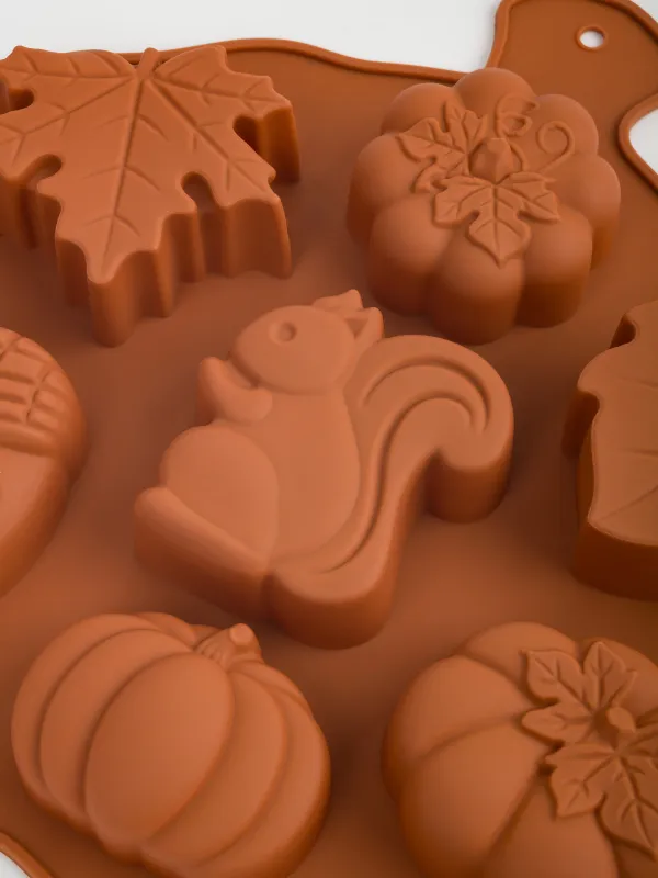 Кекстерді пісіруге арналған қалып, 25х26 см, 7 бөлім, силикон, қызғылт сары, асқабақ, Bakery color, image-3