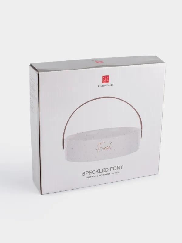 Жеміс ыдысы, 22 см, тұтқасы бар, керамика/полиуретан, ақ, дақты, Speckled font, image-5