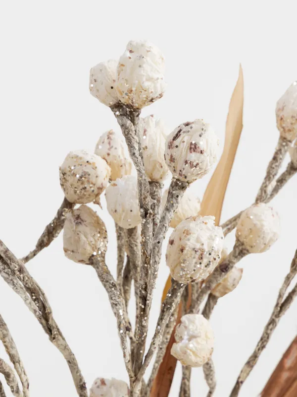 Сәндік бұтақ, 90 см, пластик/қағаз, Ақ гүлдер, Flower garden, image-2