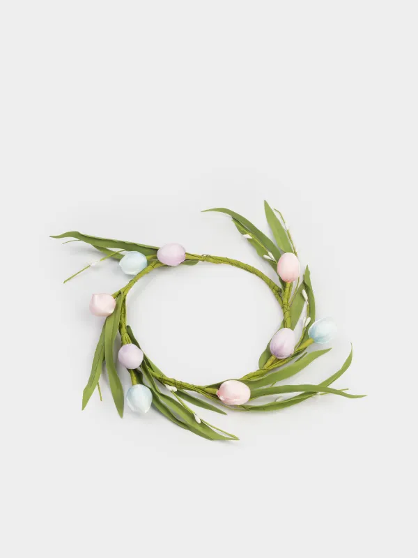 Венок декоративный, 15/34 см, пенопласт/полиэстер, Пасхальные яйца, Flora Easter decor, image-1