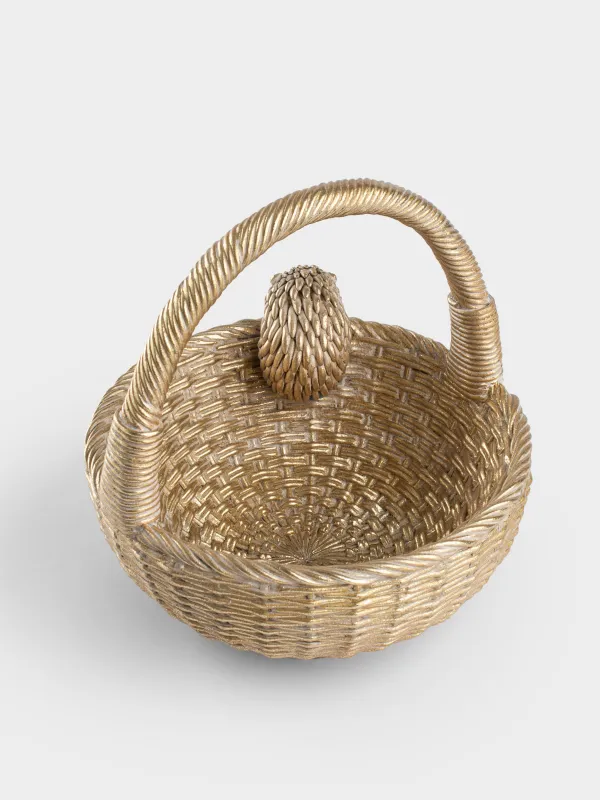 Ваза декоративная, 21х19 см, Ежик на корзине, Hedgehog gold, image-3