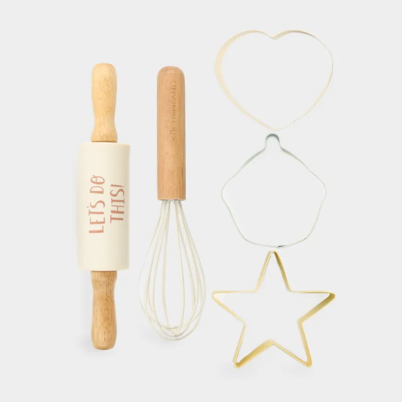 Пісіру жинағы, 5 зат, оқтау / бұлғауыш / табалар, силикон / болат / ағаш, пішіндер, Bakery