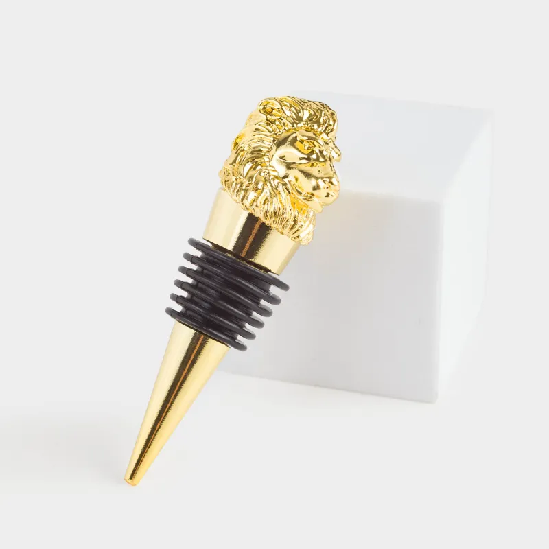 Шарап бөтелкесінің тығыны, 10 см, металл, алтын, Арыстан, Leo, image-2