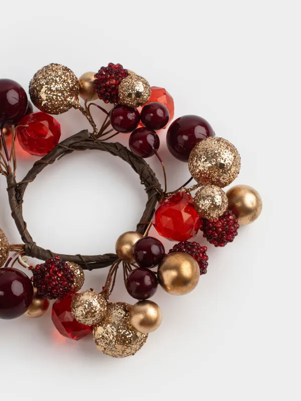 Кольцо для салфеток, 5 см, пластик, красно-золотистое, Новогодние шары, Balls sparkle, image-3