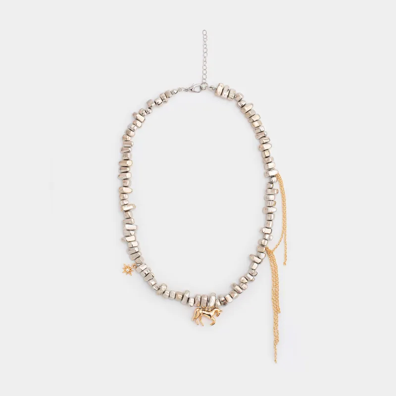 Алқа, 46 см, алқа, металл, күміс-алтын, Жылқы, Jewelry horse